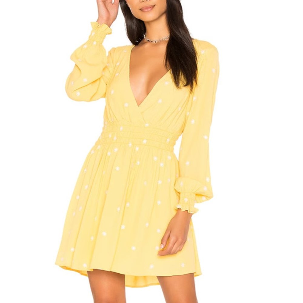 For Love and Lemons Chiquita Long Sleeve Dress in Daisy - Size Large